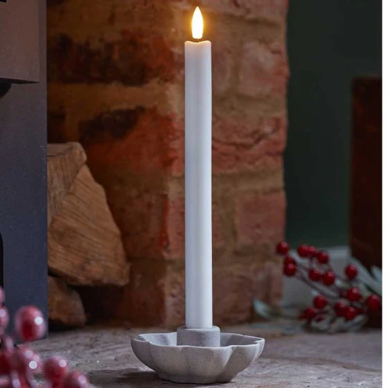 Faux Flame White Table Dinner Candles - Pack of 2