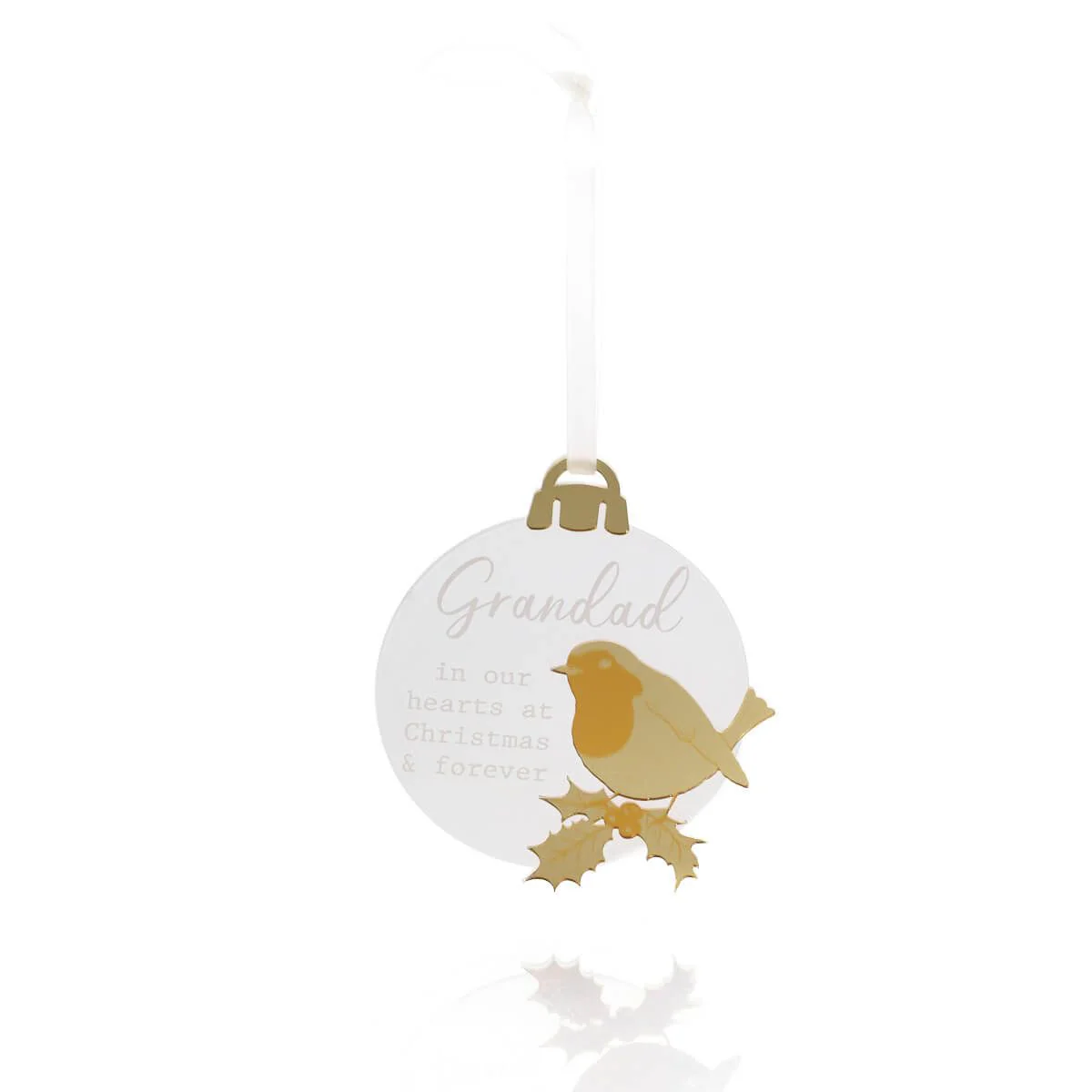 With Love At Christmas Acrylic Bauble Grandad Hanger With Gold Detail - Image 2