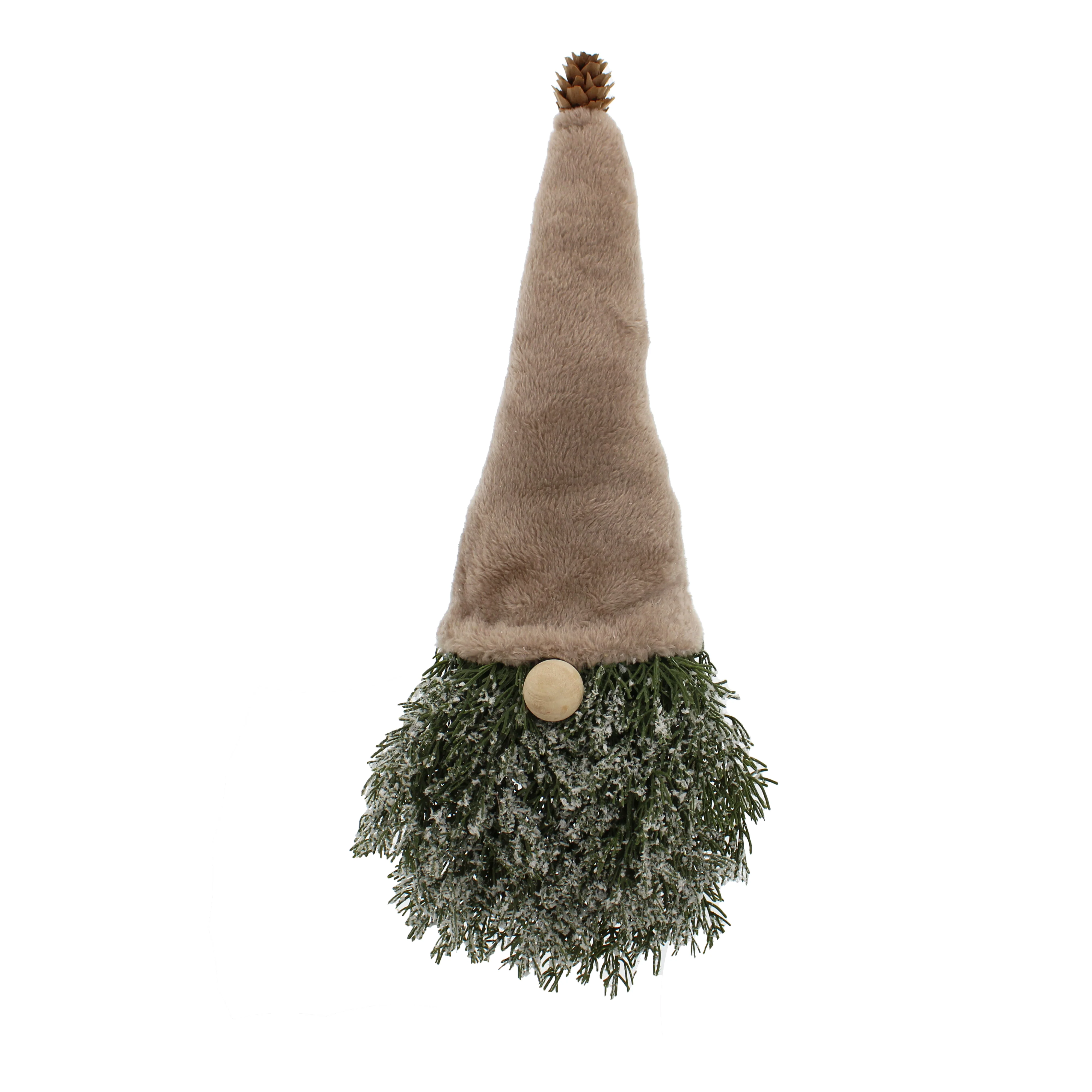 Frosted Green Tree Gonk In Cream Fluffy Hat Christmas Ornament - 38cm