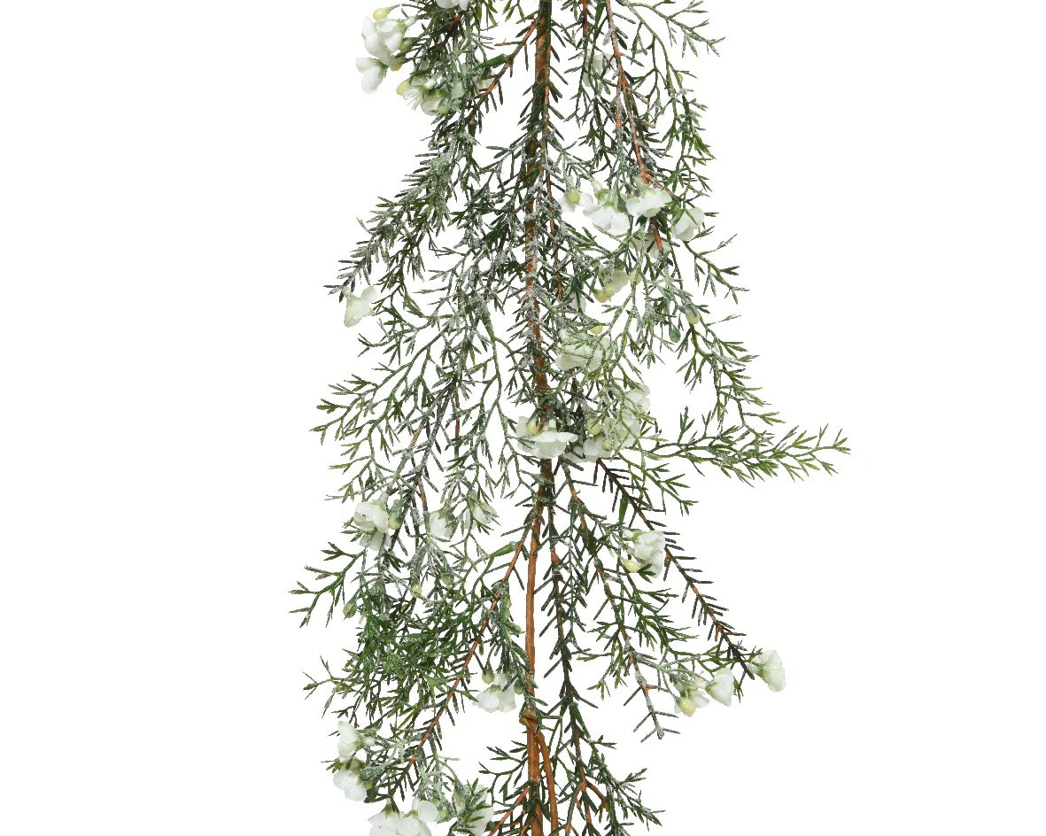 Frosted White Flower Christmas Garland - 180cm