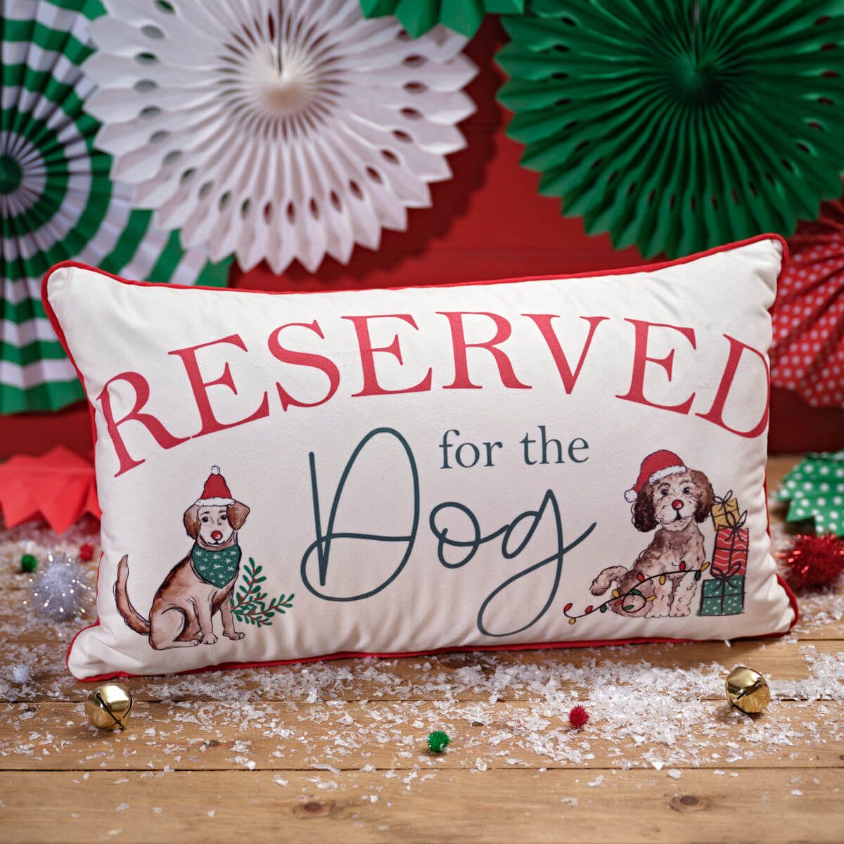 Furry And Festive Reserved For The Dog Velour Cushion With Zip