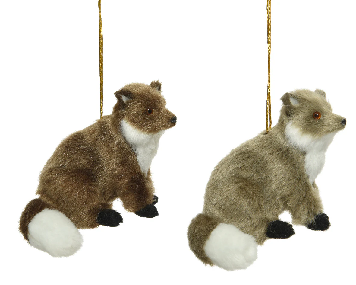 Furry Woodland Fox Hanging Christmas Decoration