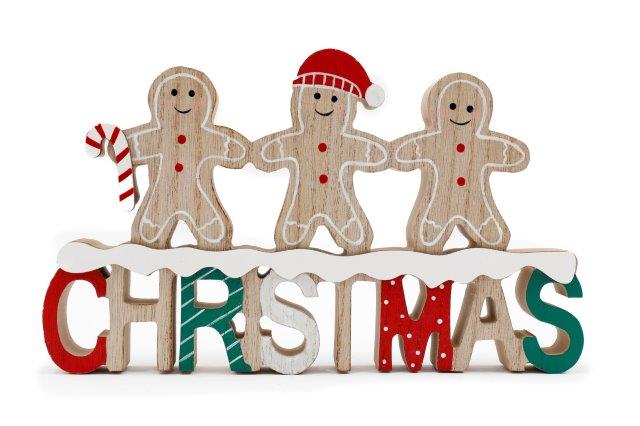 Gingerbread Men Wooden Christmas Decoration 23x14cm
