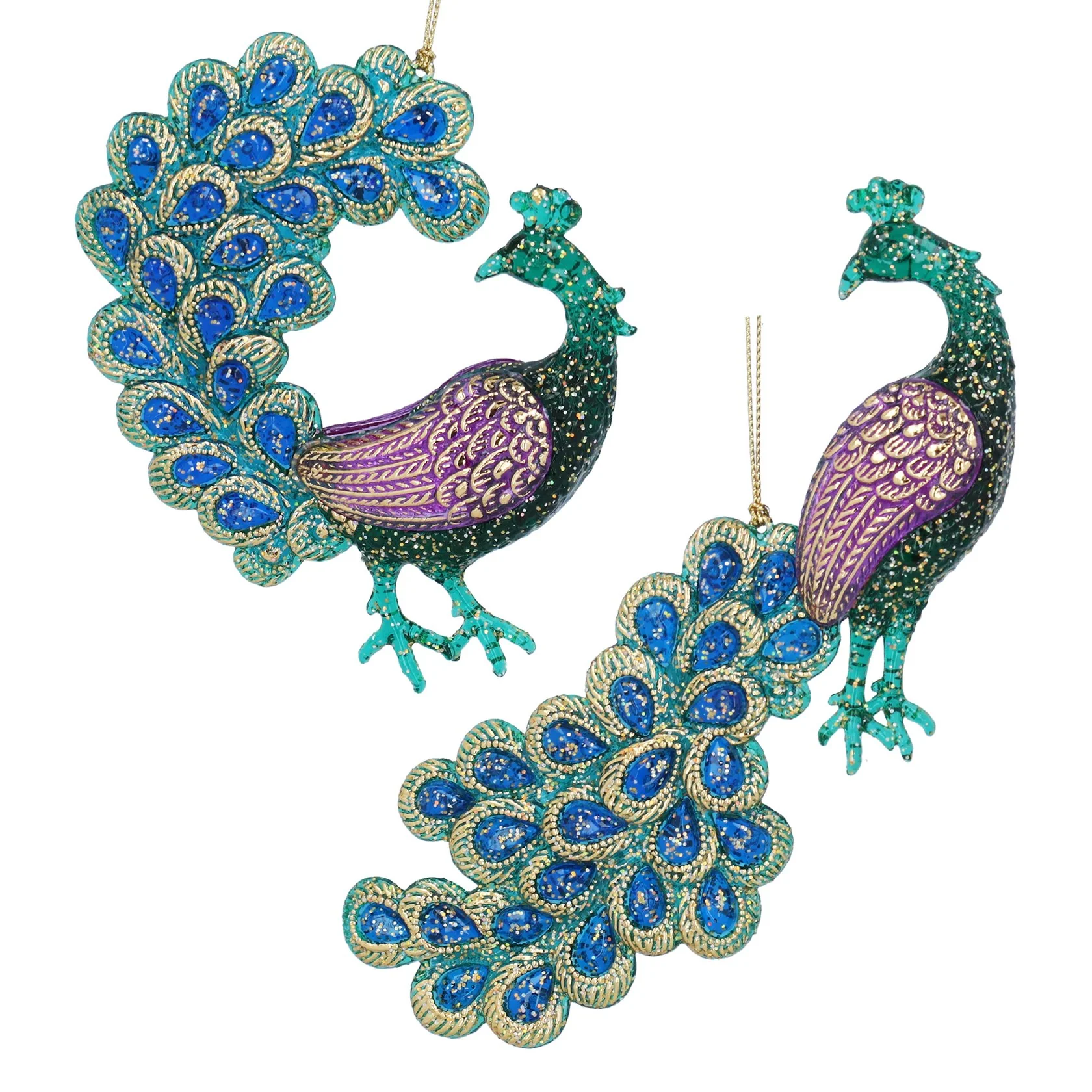 Gisela Graham Acrylic Peacock Christmas Tree Decoration