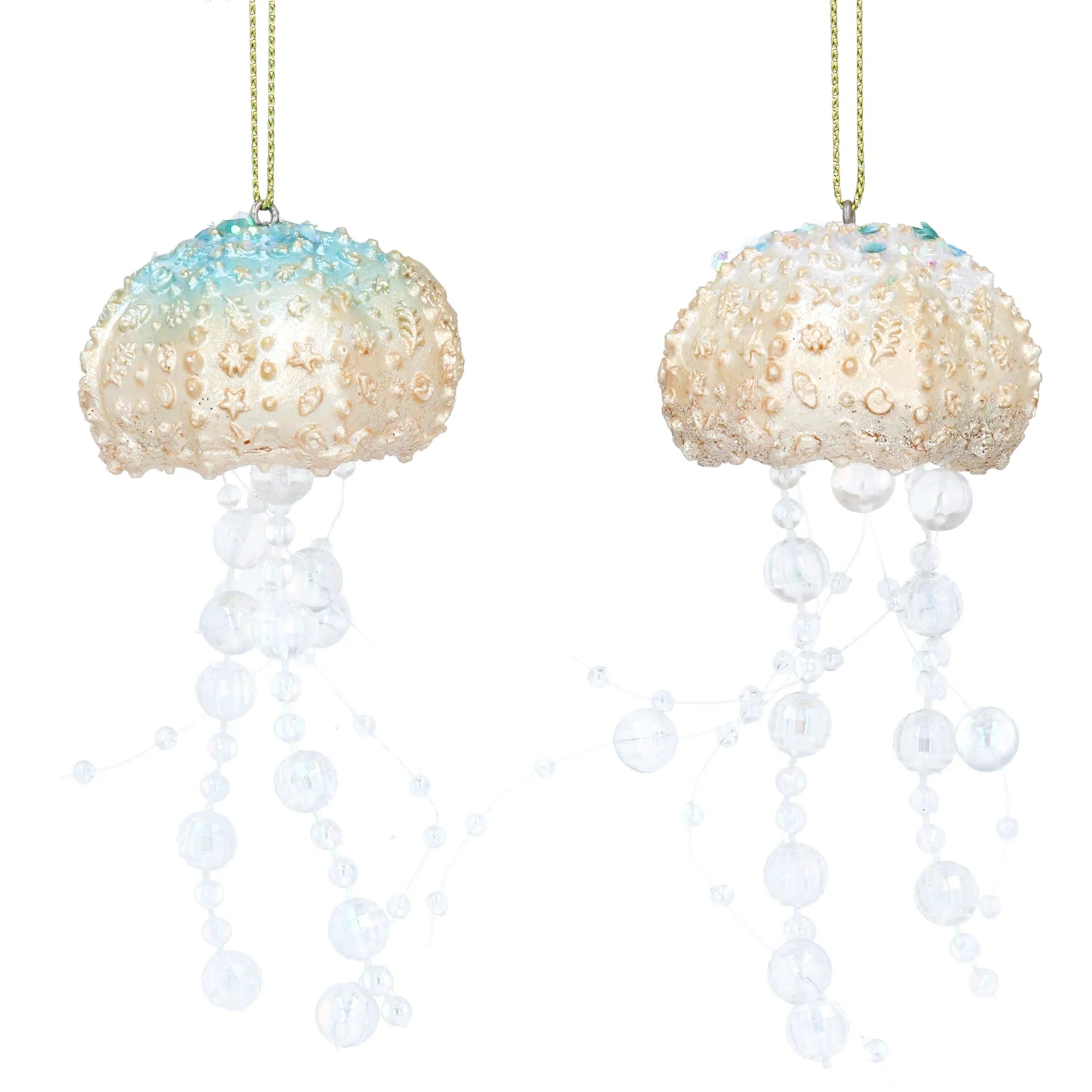 Gisela Graham - Blue and Gold Resin Jelly Fish Hanging Decoration