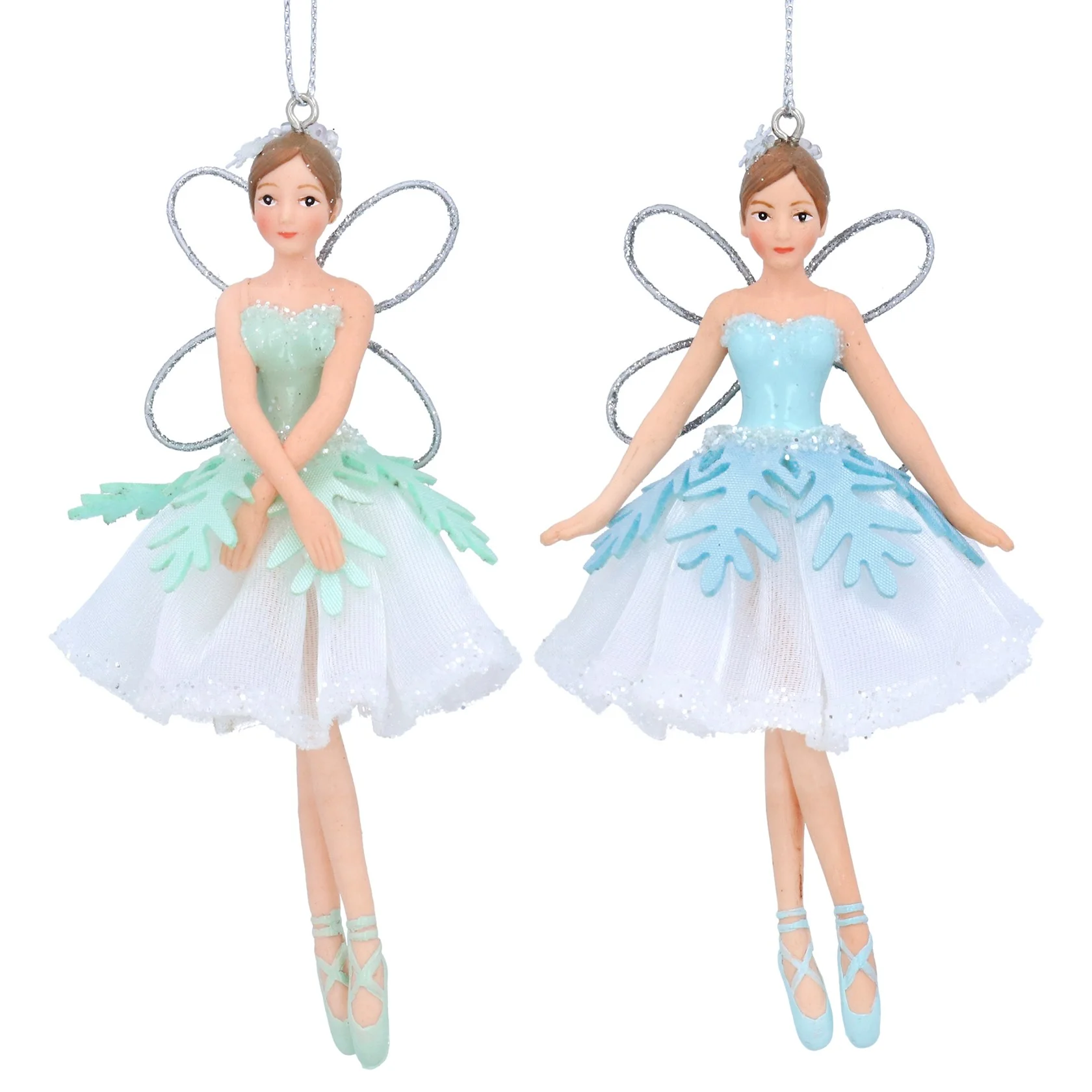 Gisela Graham - Blue or Green Fairy Christmas Tree Decoration / Bauble