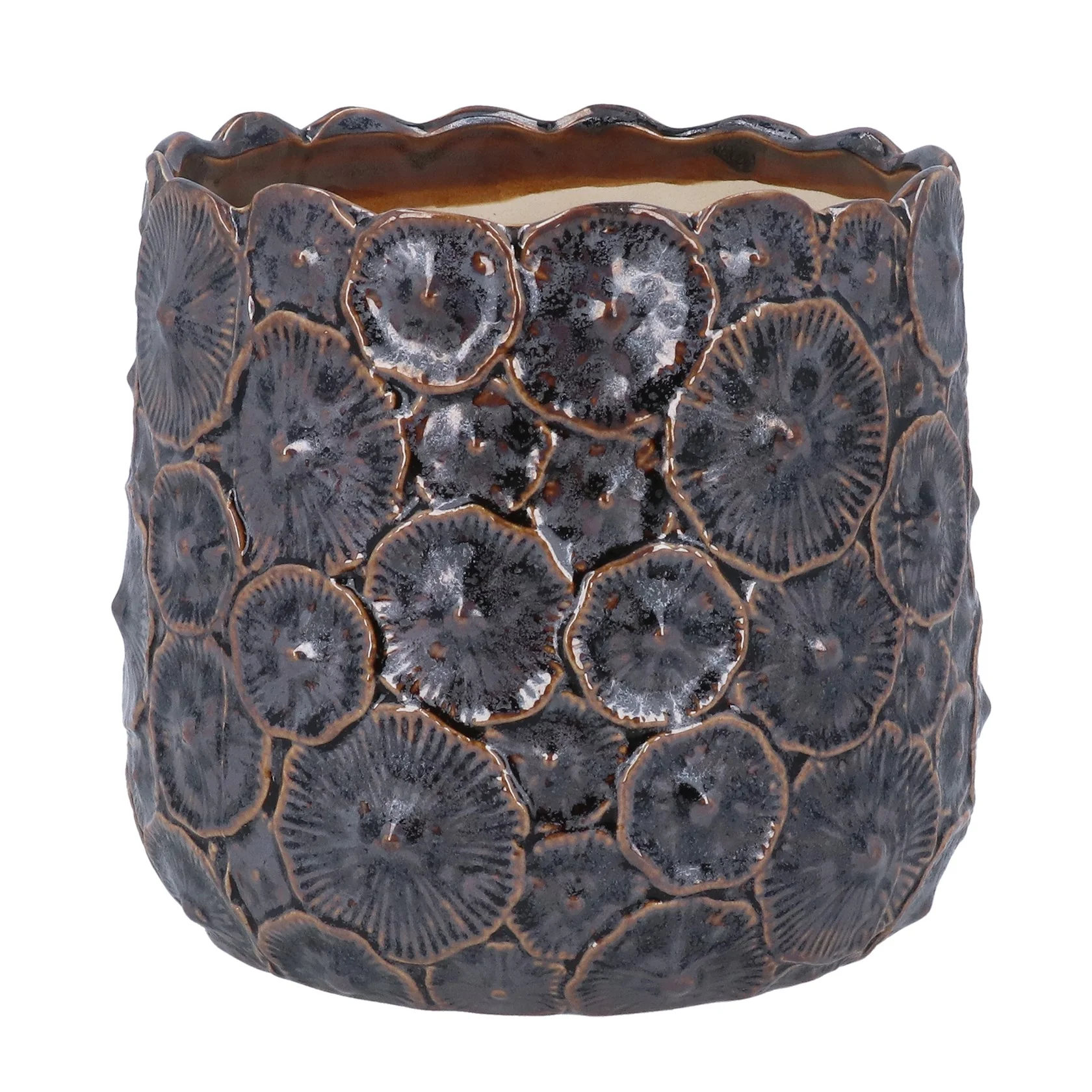 Gisela Graham Brown Metallic Mushroom Stoneware Pot Cover - 16cm