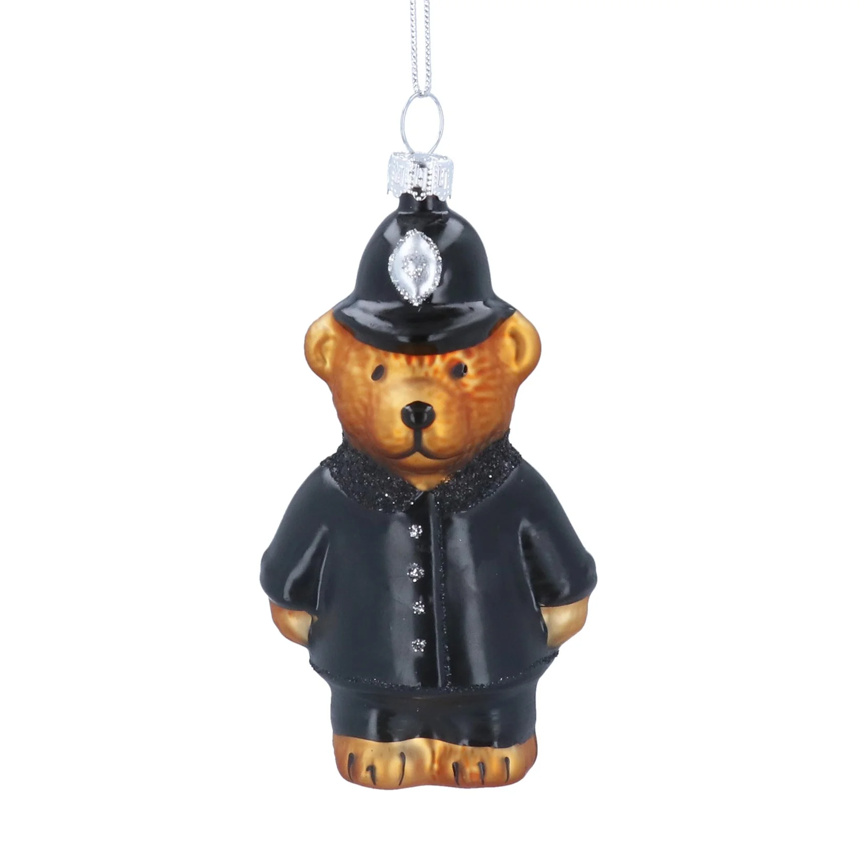 Gisela Graham Glass Policeman Teddy Bauble 10cm