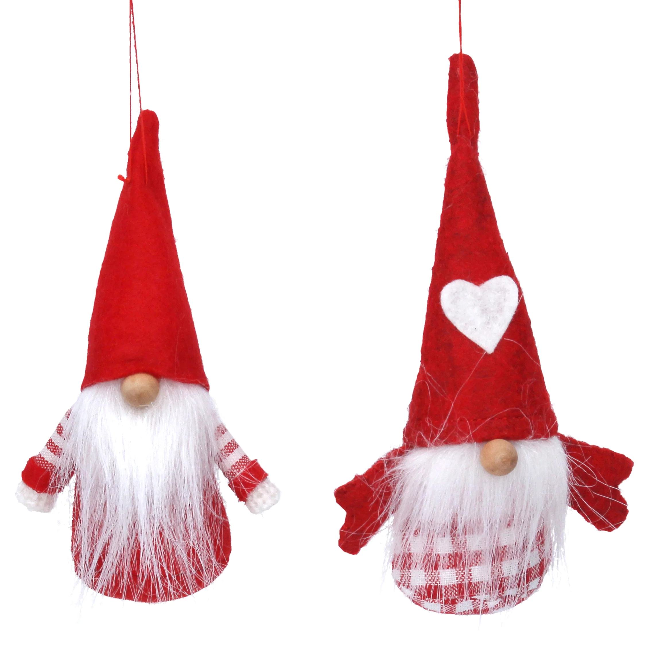 Gisela Graham - Red/White Fabric Nordic Santa Hanging Tree Decoration