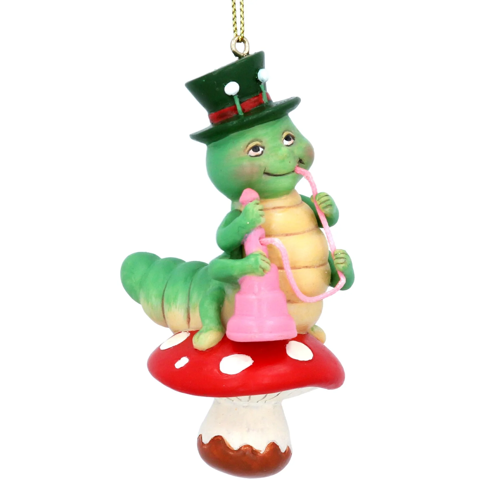 Gisela Graham - Alice Resin Caterpillar on Toadstool Christmas Tree Decoration / Bauble