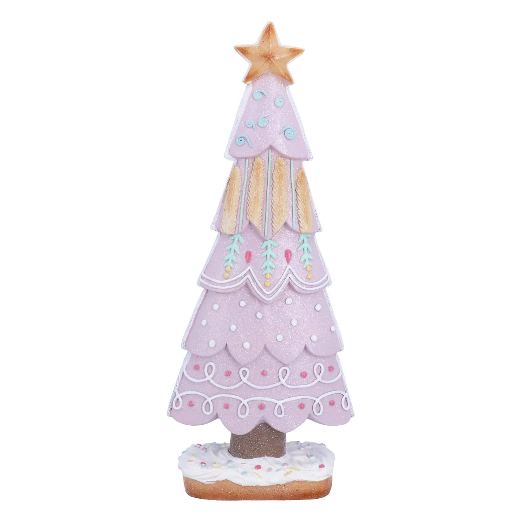 Gisela Graham Resin Lilac Gingerbread Tree Christmas Ornament - 38cm