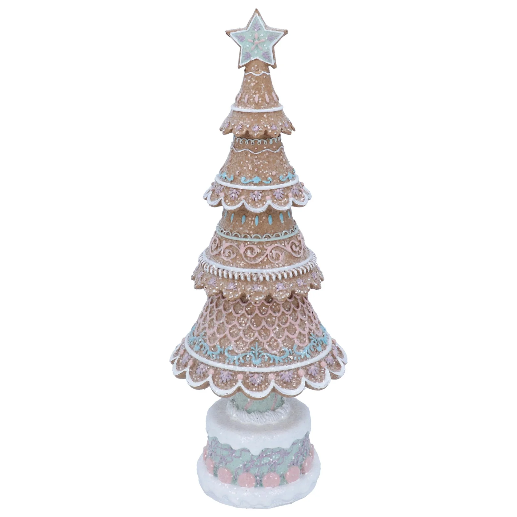 Gisela Graham - Resin Pastel Iced Gingerbread Christmas Tree Ornament