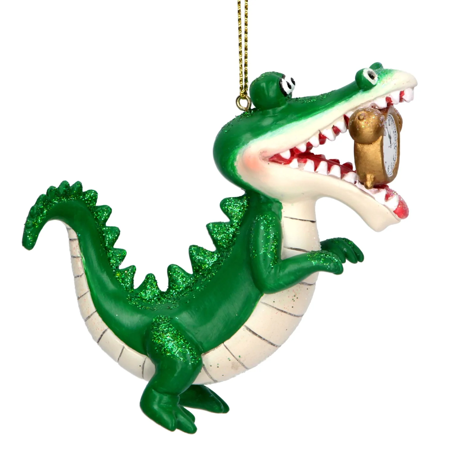 Gisela Graham - Resin Peter Pan Themed Crocodile with Clock Christmas Tree Decoration / Bauble