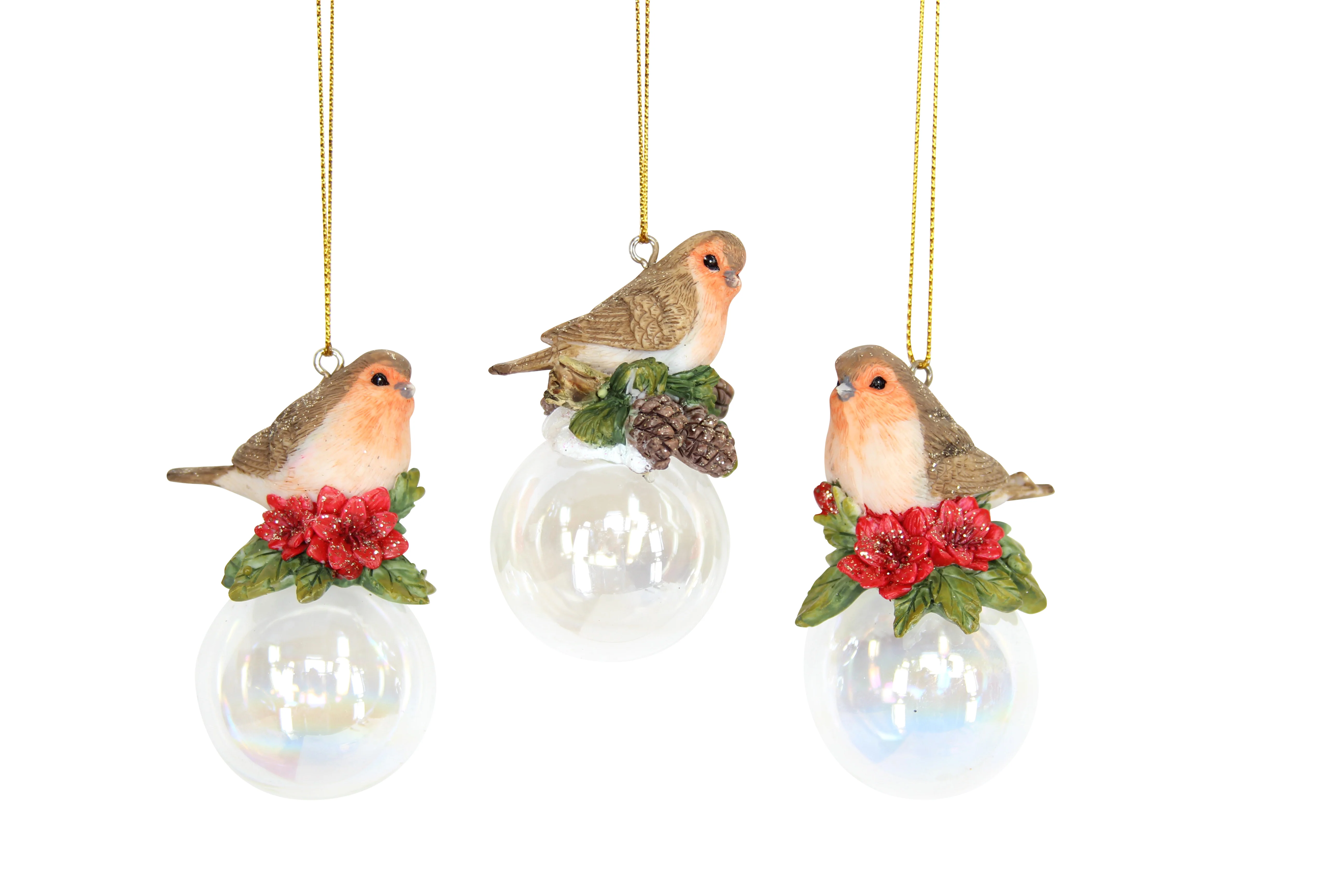 Gisela Graham - Resin Robin on Soap Bubble Christmas Tree Decoration / Bauble
