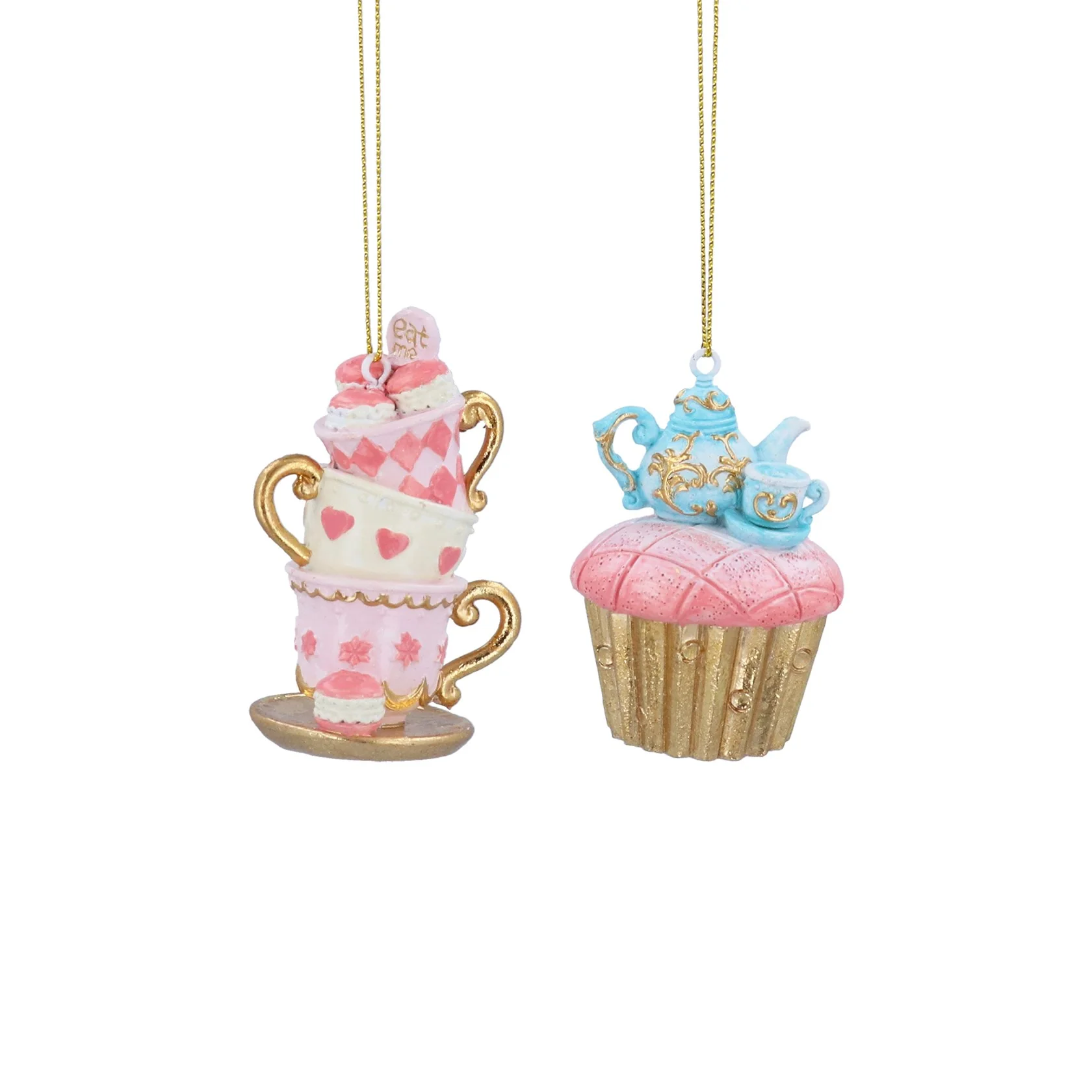 Gisela Graham - Resin Tea and Cake Christmas Tree Decoration / Bauble