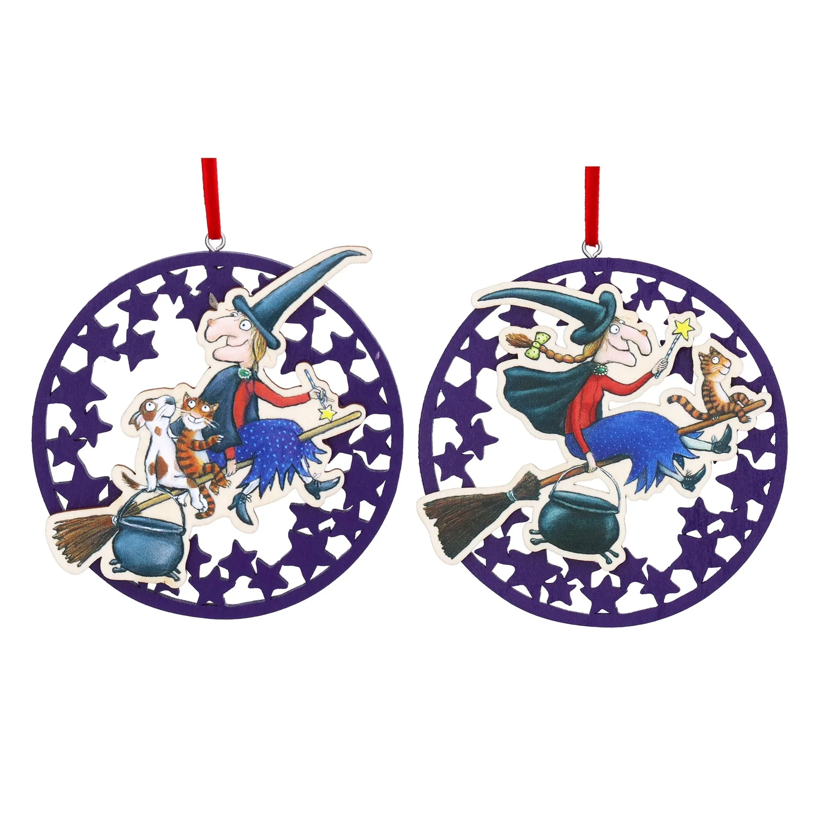 Gisela Graham - Room on The Broom Flat Hanging Ornament 10cm