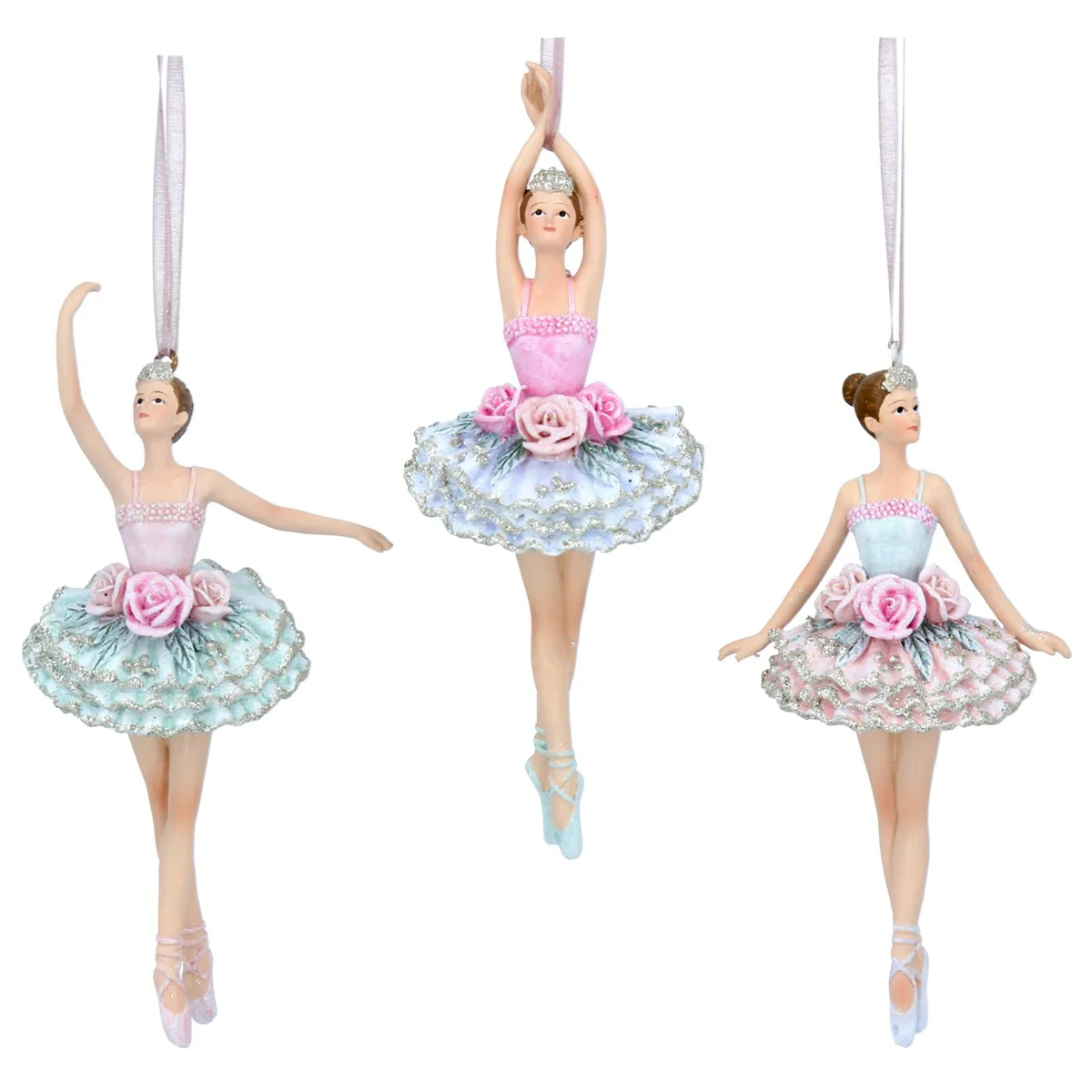 Gisela Graham - Stunning Pastel Resin Ballerina Christmas Tree Bauble - Single