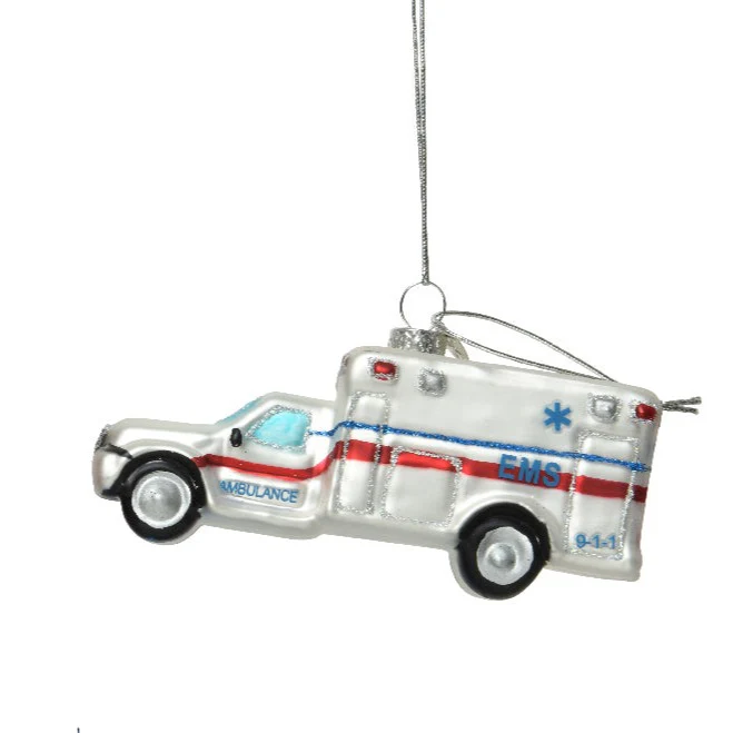 Glass Emergency Service Vehicle Christmas Bauble - Image 3