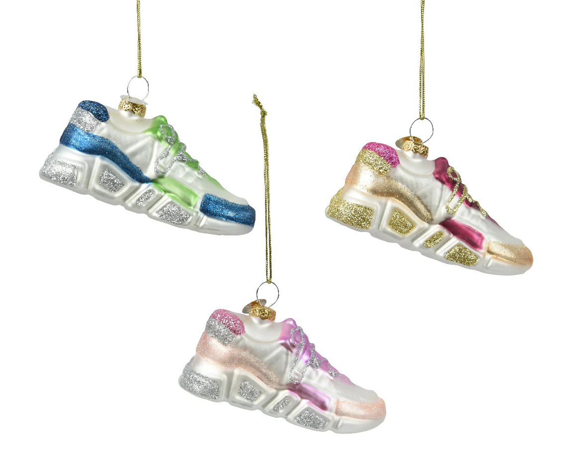 Glass Glitter Trainer Christmas Hanging Decoration