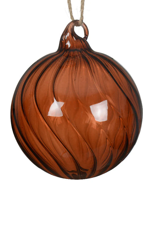 Brown Transparent Glass Swirl Bauble - 8cm - Image 2