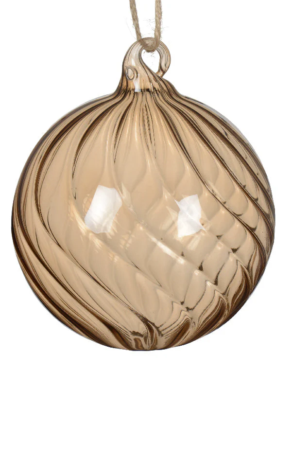 Brown Transparent Glass Swirl Bauble - 8cm - Image 3