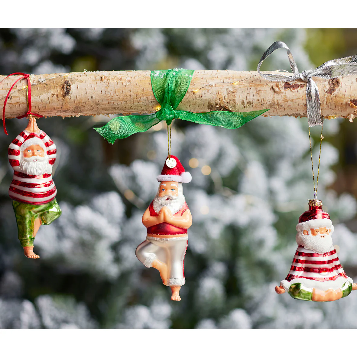 Glass Yoga Santa Hanging Tree Decoration -Single - Image 2