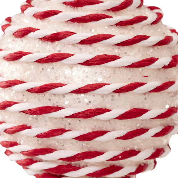 Small Glittery Red & White Candy Cane Foam Christmas Bauble - 8cm - Image 4