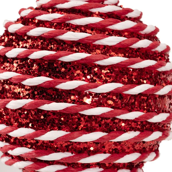 Small Glittery Red & White Candy Cane Foam Christmas Bauble - 8cm - Image 7