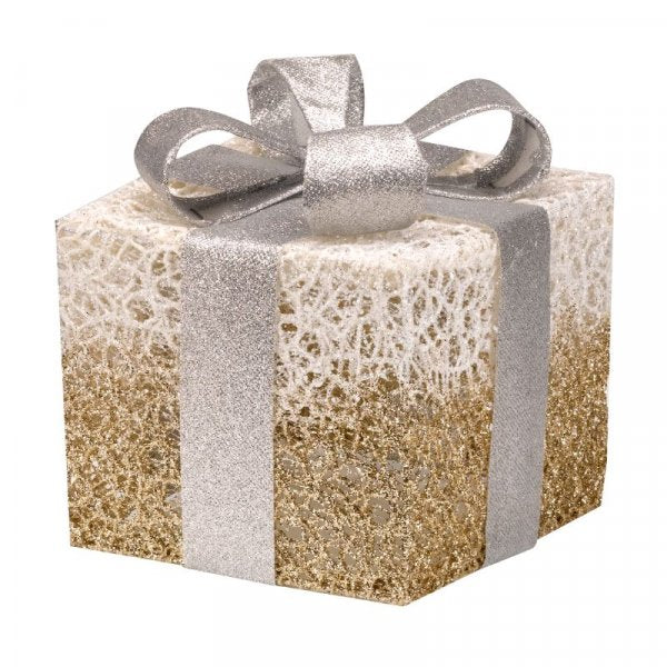Gold Sparkly Faux Christmas Light Up Gift Boxes / Presents - Set of 3 - 45 LEDs - Battery Operated - Image 4
