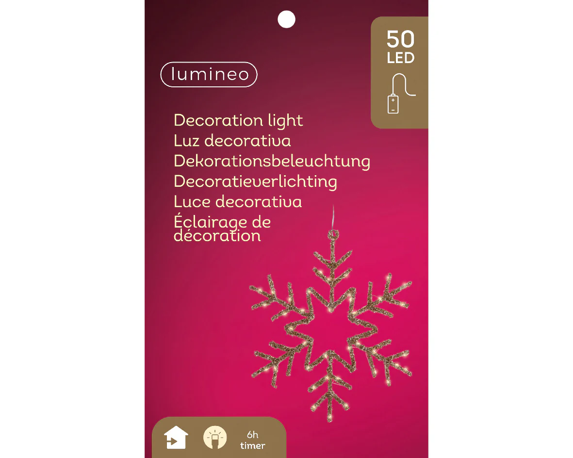Gold Warm White Light Up Hanging Metal Snowflake - Image 3