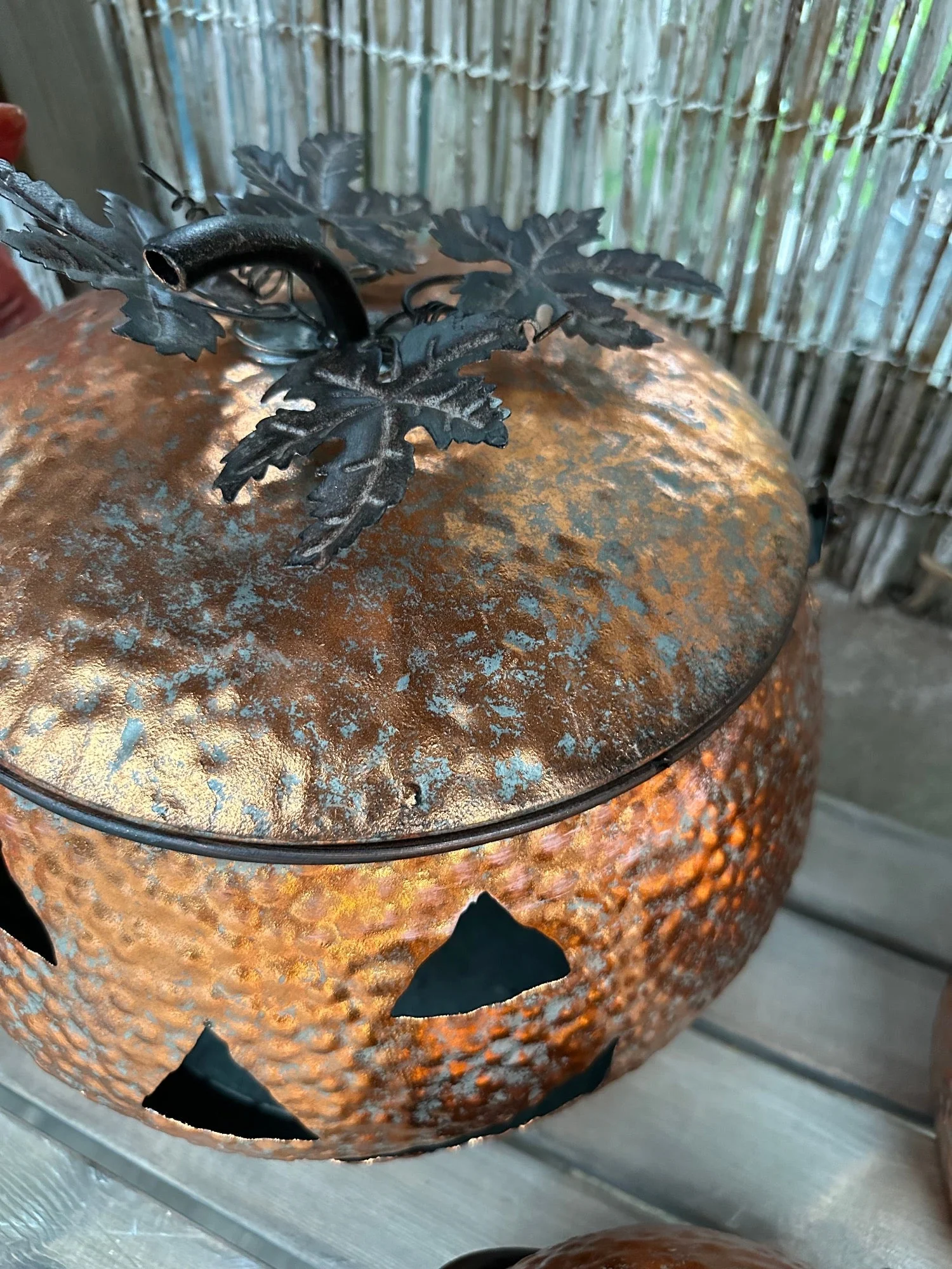 Stunning Golden Orange Metal Decorative Pumpkins - Set of 3 - Image 3