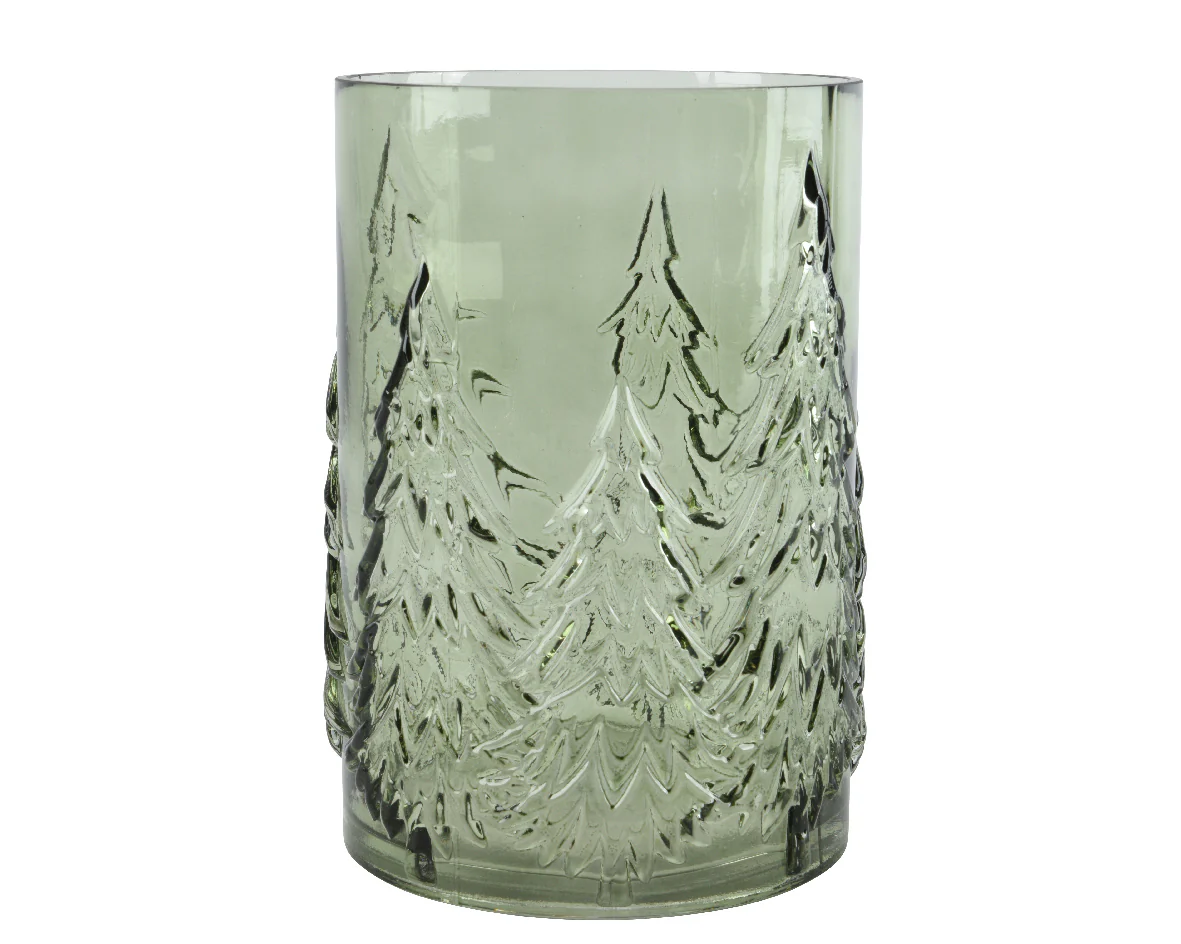 Green Glass Christmas Tree Vase