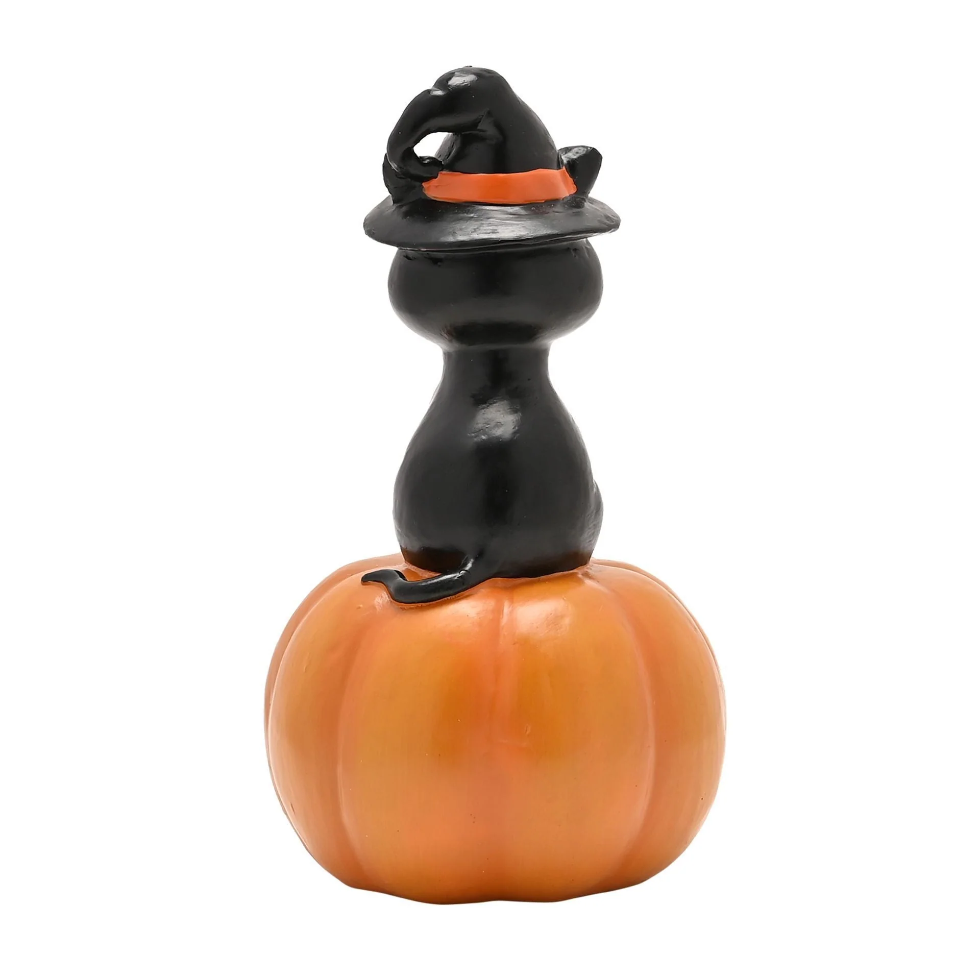 Halloween Black Cat on a Pumpkin Light Up Ornament - Image 3