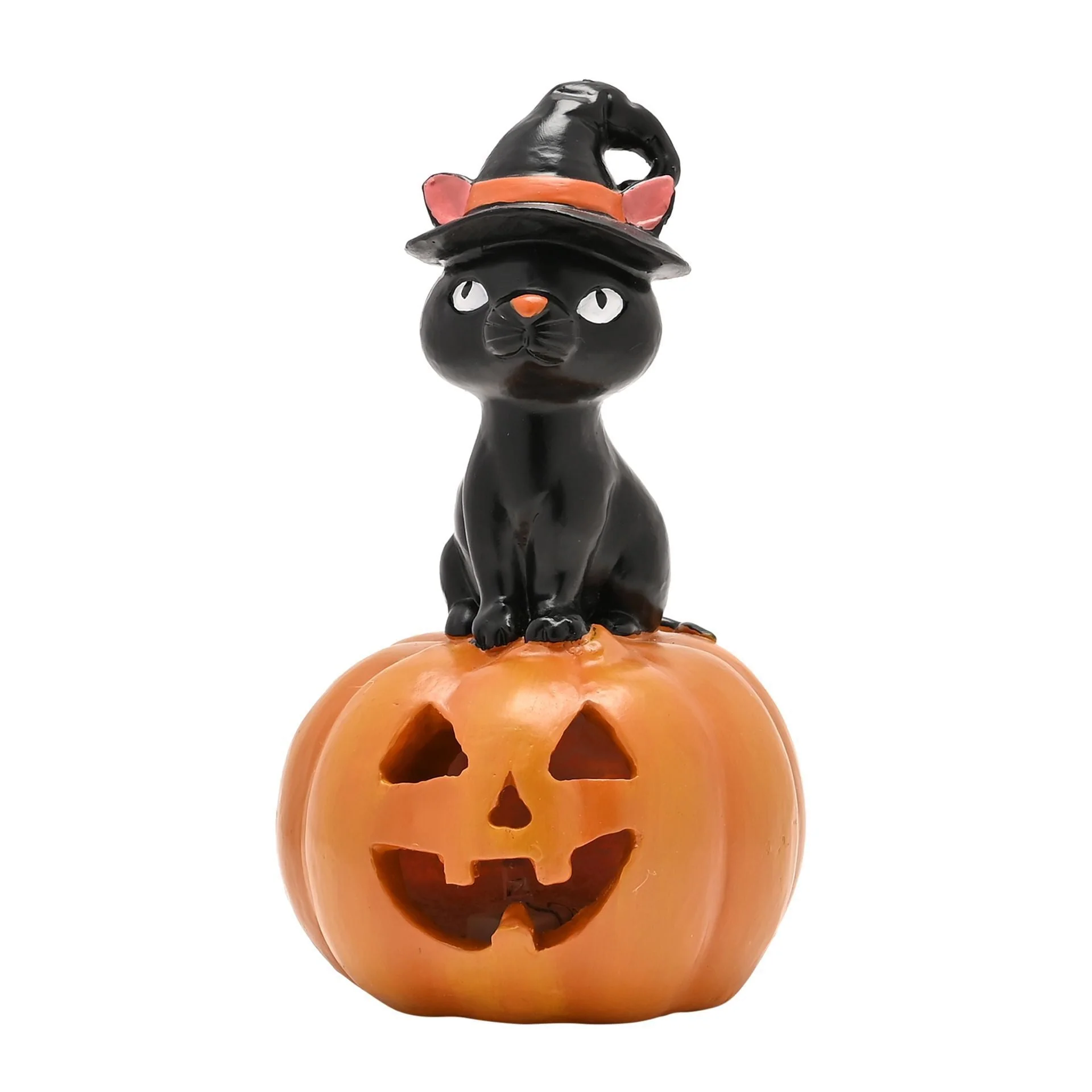 Halloween Black Cat on a Pumpkin Light Up Ornament - Image 4