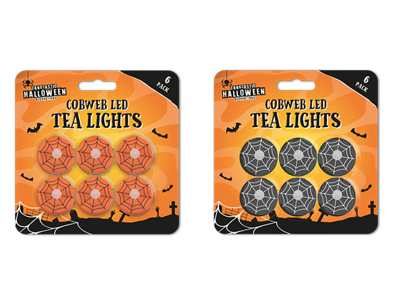 Halloween Cob Web LED Tealight Candles Set of 6