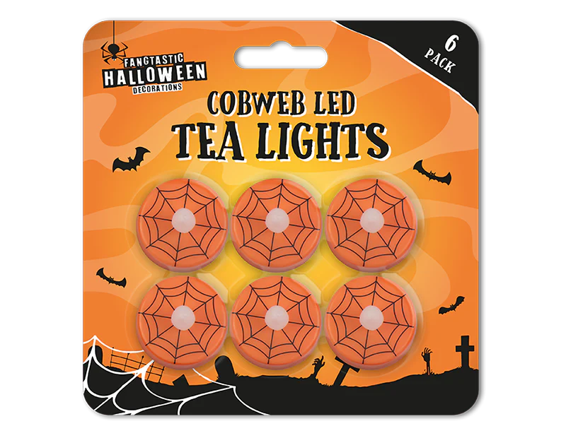 Halloween Cob Web LED Tealight Candles Set of 6 - Image 2