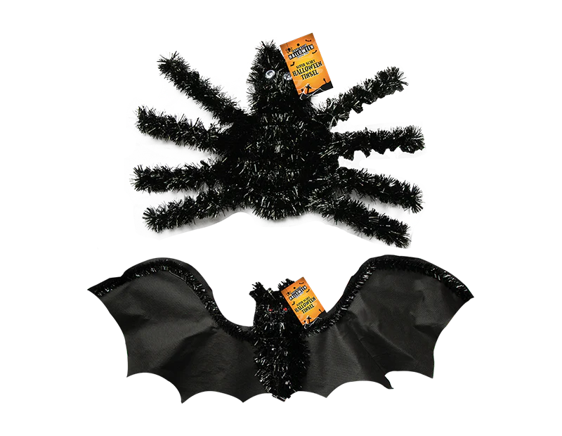 Halloween Creepy Tinsel Decoration - Choice of bat or spider