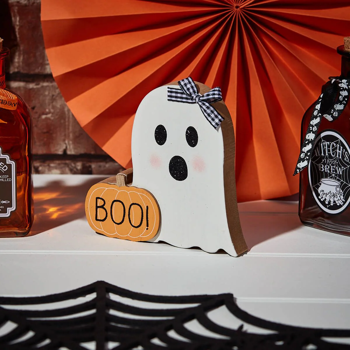 Halloween Ghost Boo Block Wooden Decoration