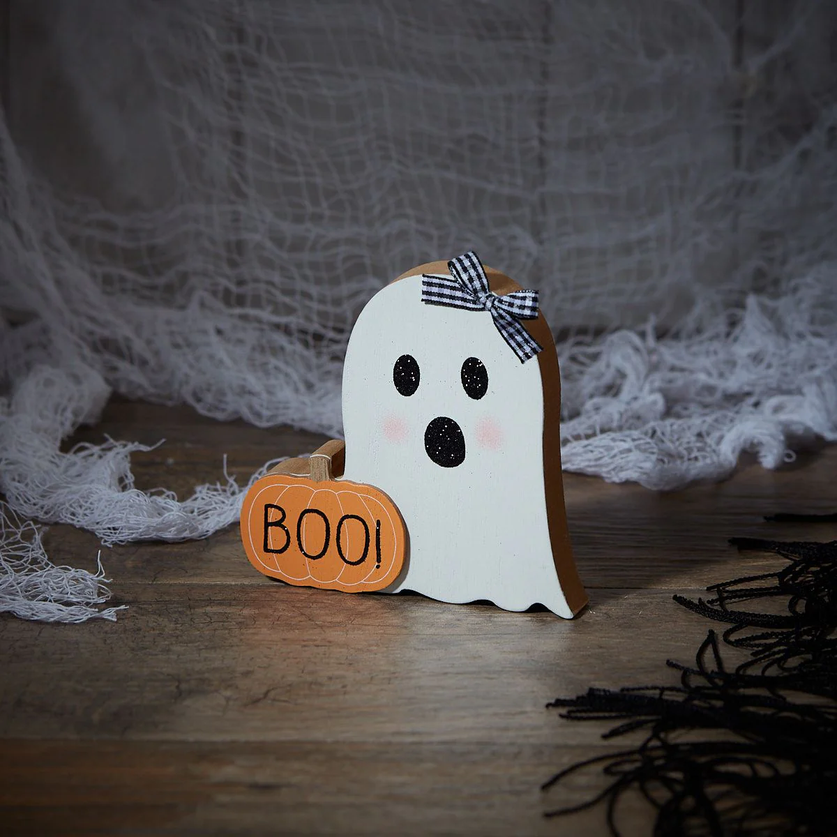 Halloween Ghost Boo Block Wooden Decoration - Image 2
