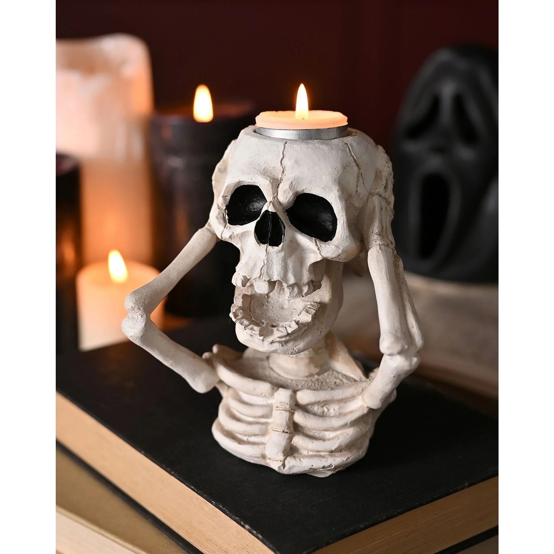 Halloween White Skeleton Tealight Holder - Image 2