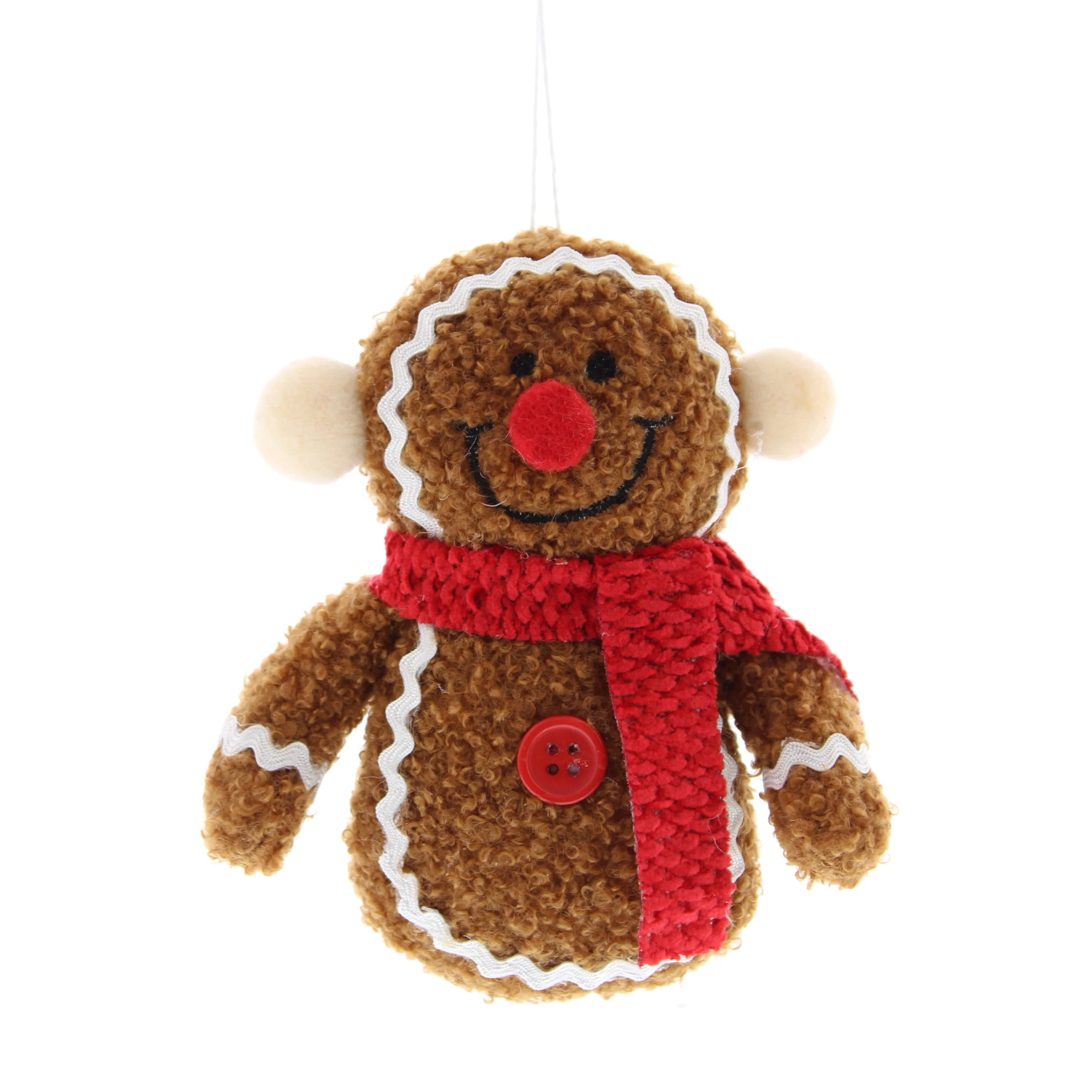 Hanging Fabric Brown Gingerbread Man - 13cm