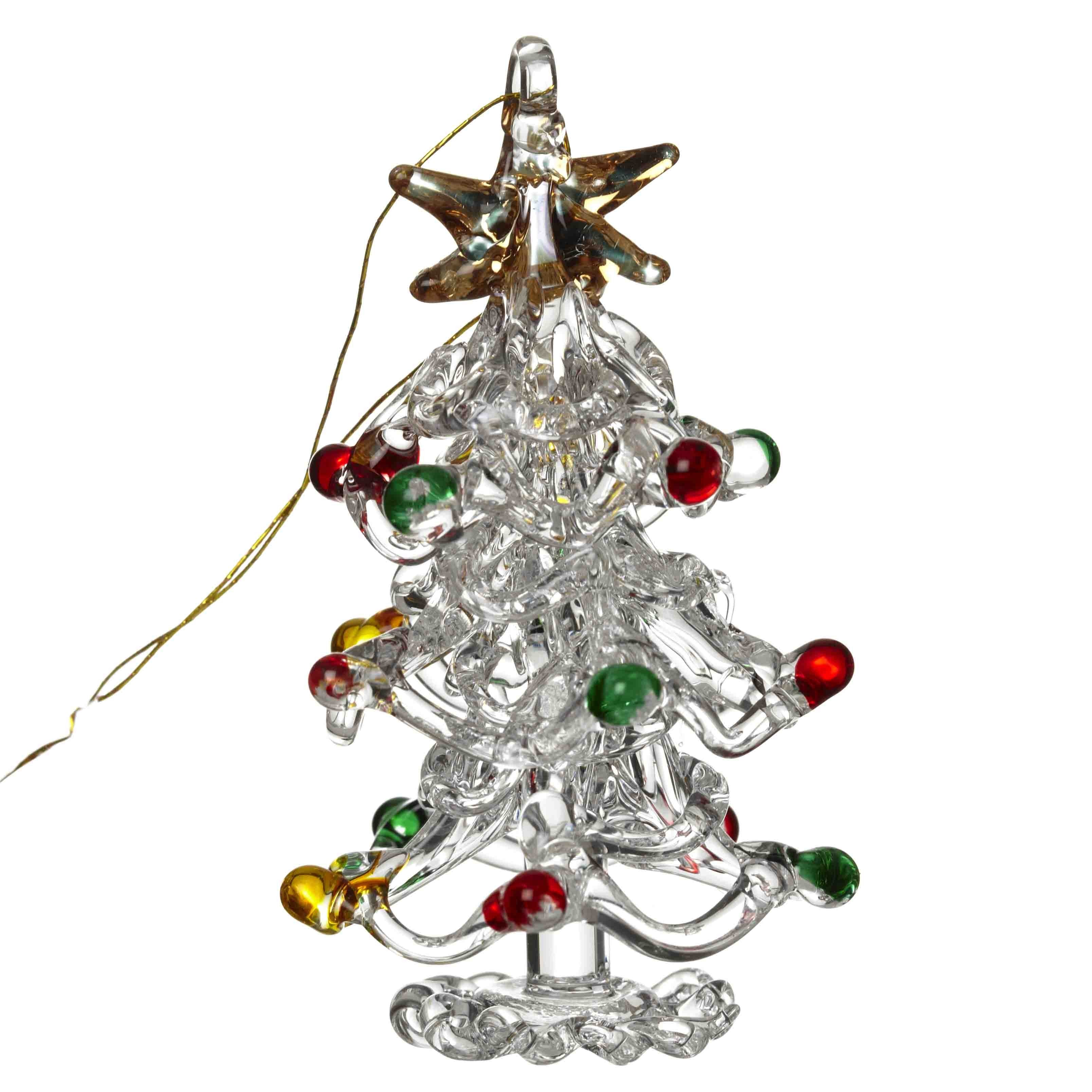 Hanging Glass Christmas Tree With Colour Baubles