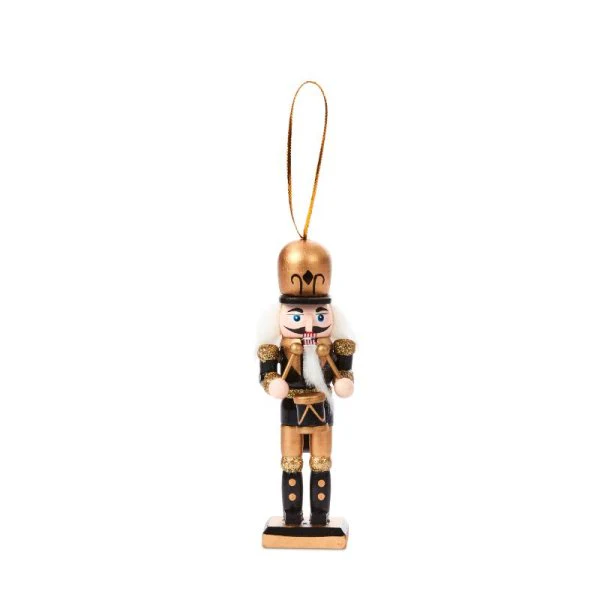 Hanging Nutcracker Pendant Tree Decoration - Black & Gold - Image 2