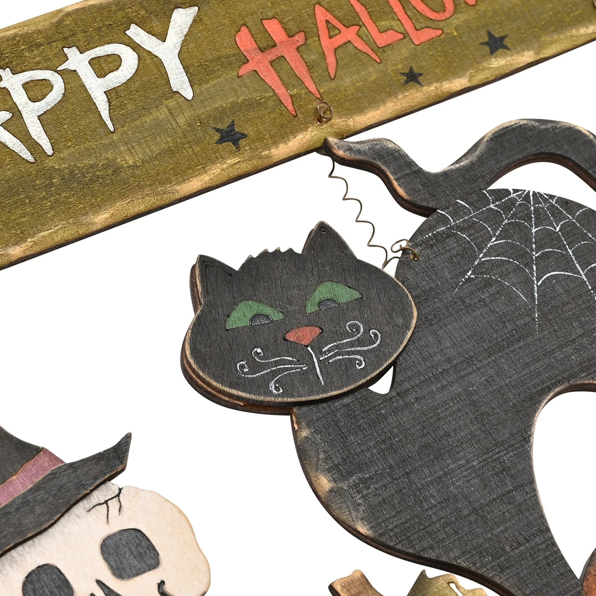 Happy Halloween Black Cat Hanging Sign - Image 3