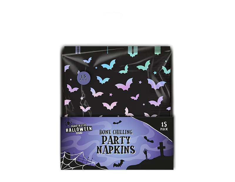 Spooky Black Holographic Halloween Napkins - Pack of 20