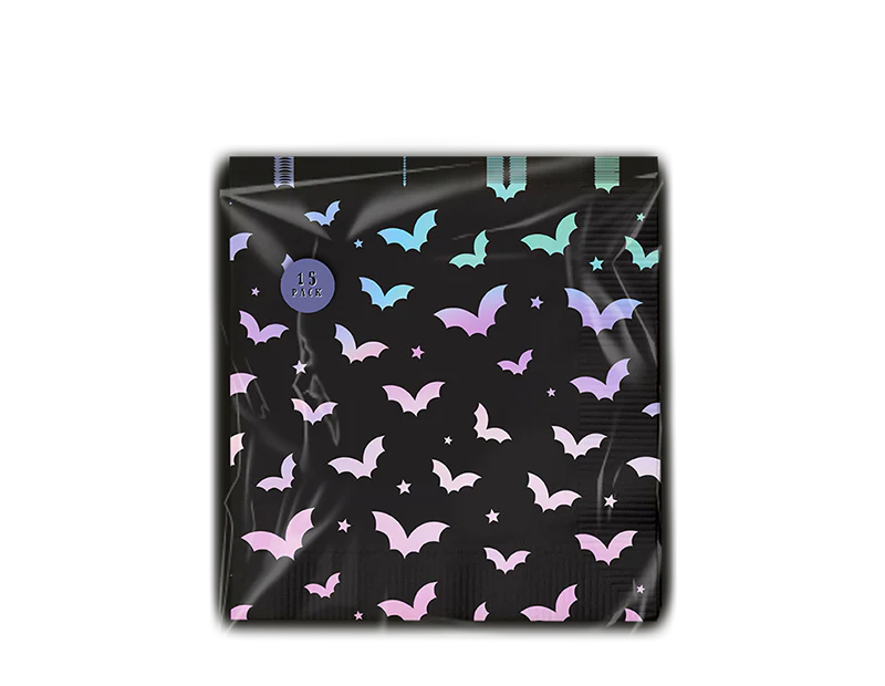 Spooky Black Holographic Halloween Napkins - Pack of 20 - Image 2