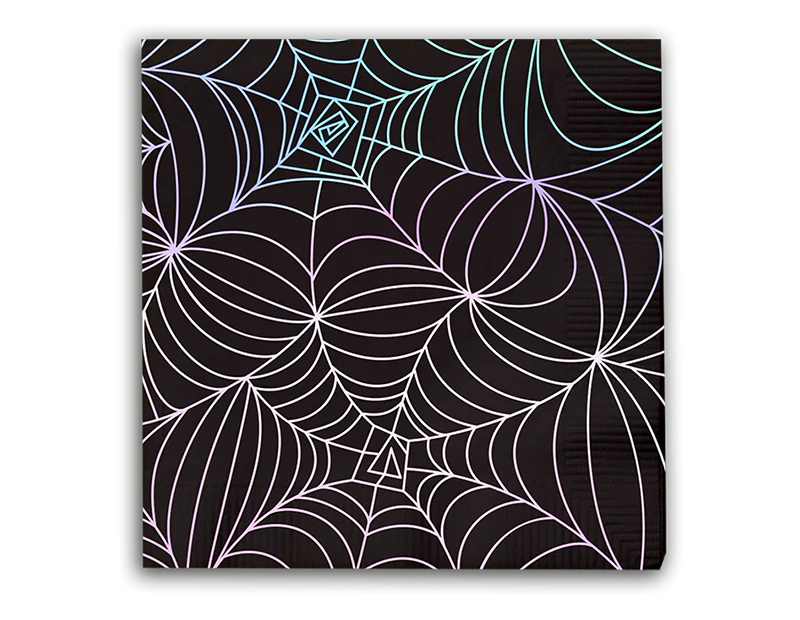 Spooky Black Holographic Halloween Napkins - Pack of 20 - Image 3