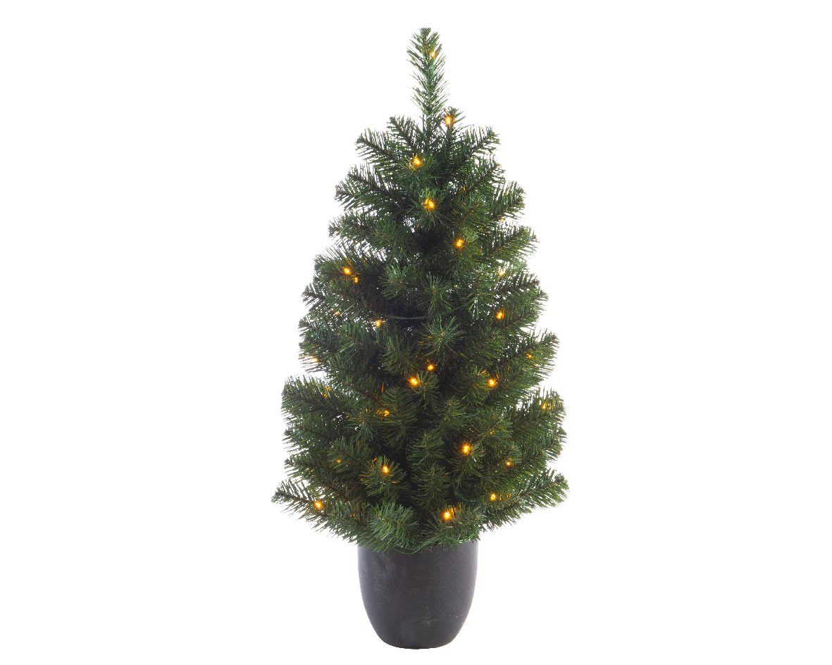 Imperial Pine Outdoor Door Set of 2 Pre-lit Trees, Wreath, & Garland - Image 3