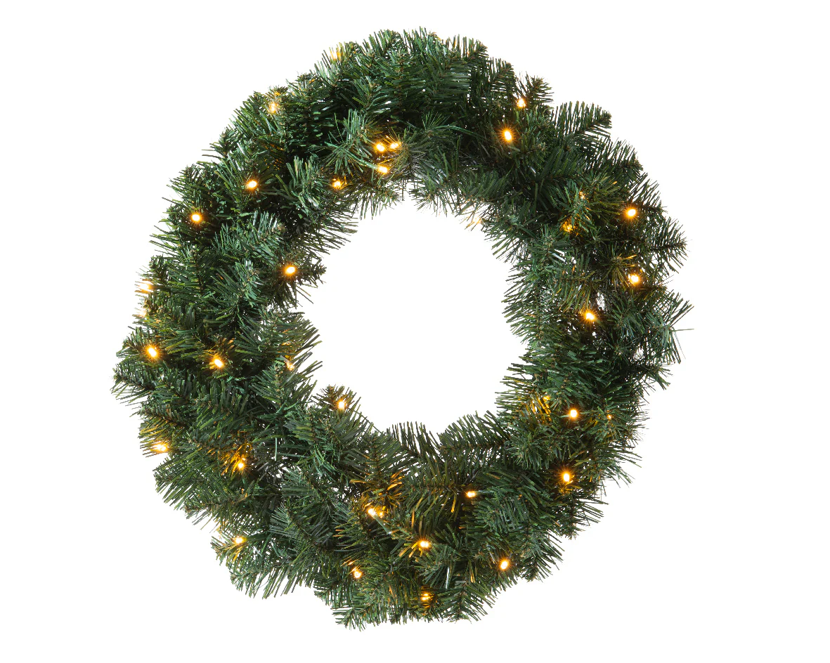Imperial Pine Outdoor Door Set of 2 Pre-lit Trees, Wreath, & Garland - Image 4