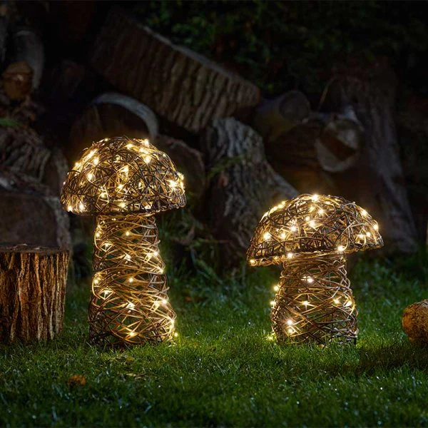 InLit Faux Rattan Light Up Mushroom - Image 2
